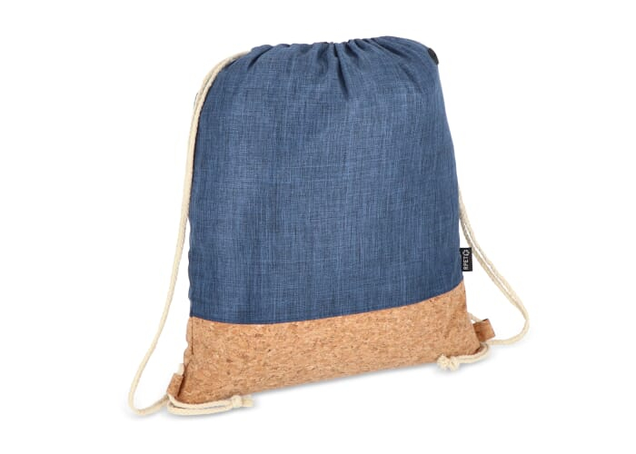 Sac cabas personnalisable en coton 170 g/m² et base en liège Bleu foncé
